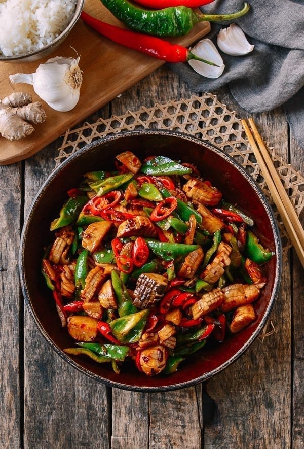 Asian Wok Oyster Mushroom Stir Fry Dish
